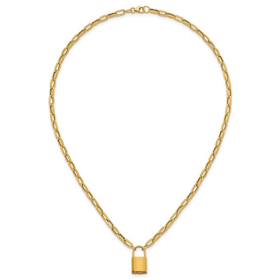 Leslie's 14K Polished Lock Fancy Link Necklace