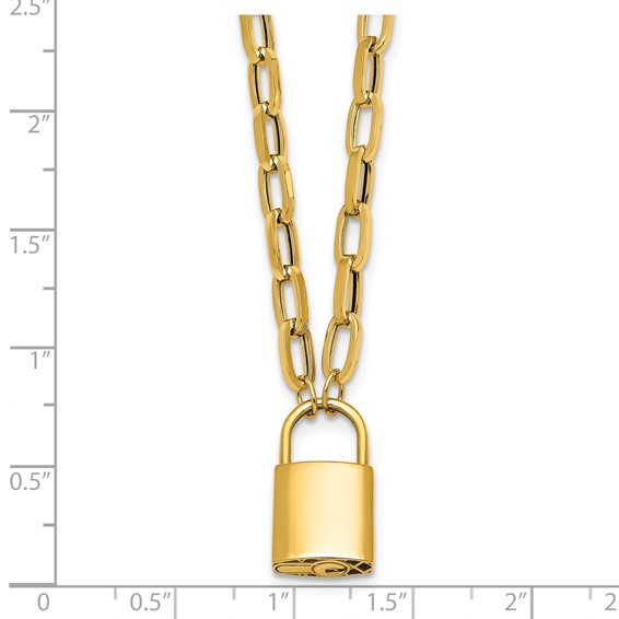 Leslie's 14K Polished Lock Fancy Link Necklace