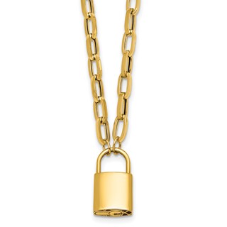 Leslie's 14K Polished Lock Fancy Link Necklace