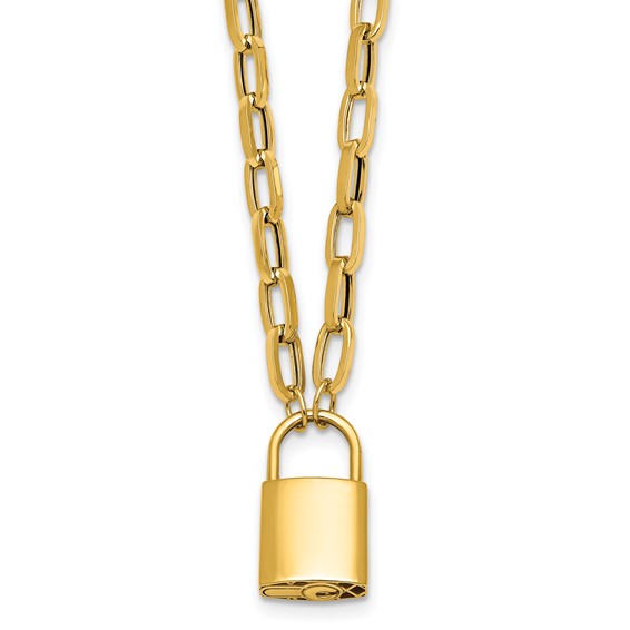 Leslie's 14K Polished Lock Fancy Link Necklace