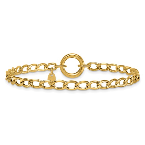 Leslie's 14K Polished Circle Push Clasp Fancy Link Bracelet