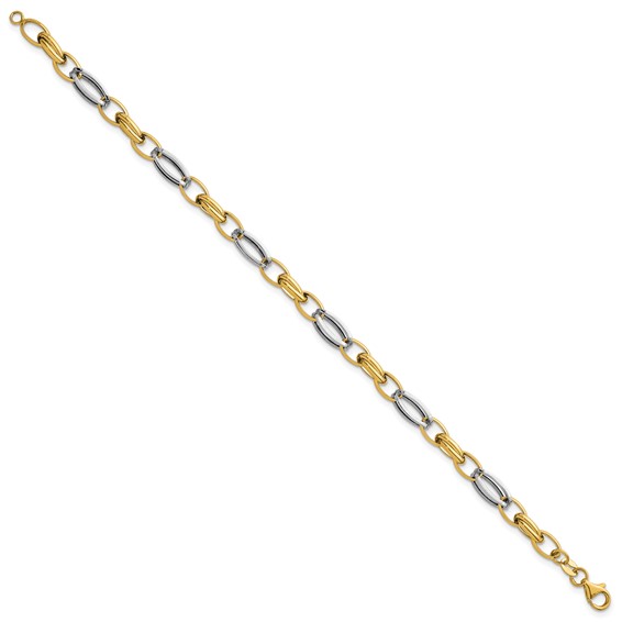 Leslie's 14K with White Rhodium Fancy Link Bracelet