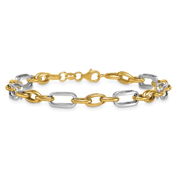 Leslie's 14K with White Rhodium Fancy Link Bracelet