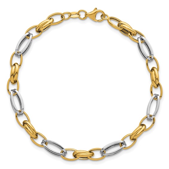Leslie's 14K with White Rhodium Fancy Link Bracelet