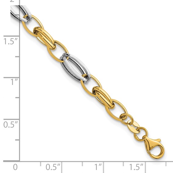 Leslie's 14K with White Rhodium Fancy Link Bracelet