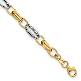 Leslie's 14K with White Rhodium Fancy Link Bracelet