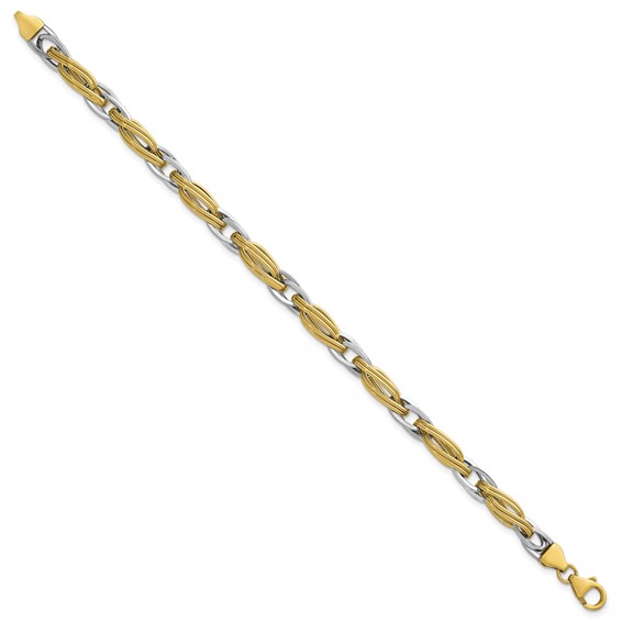 Leslie's 14K Two-tone Polished Fancy Link Bracelet