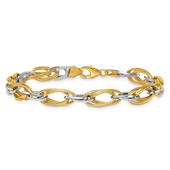 Leslie's 14K Two-tone Polished Fancy Link Bracelet