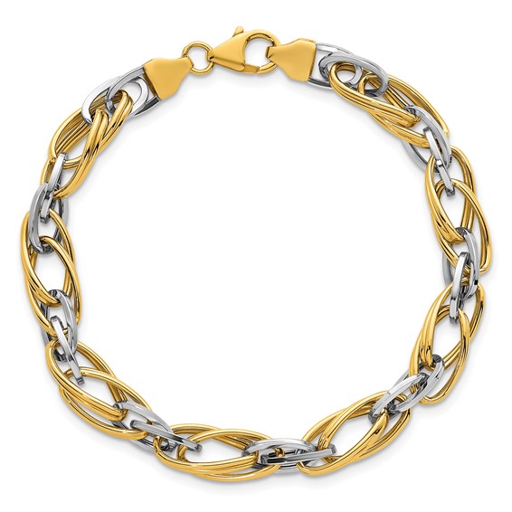 Leslie's 14K Two-tone Polished Fancy Link Bracelet