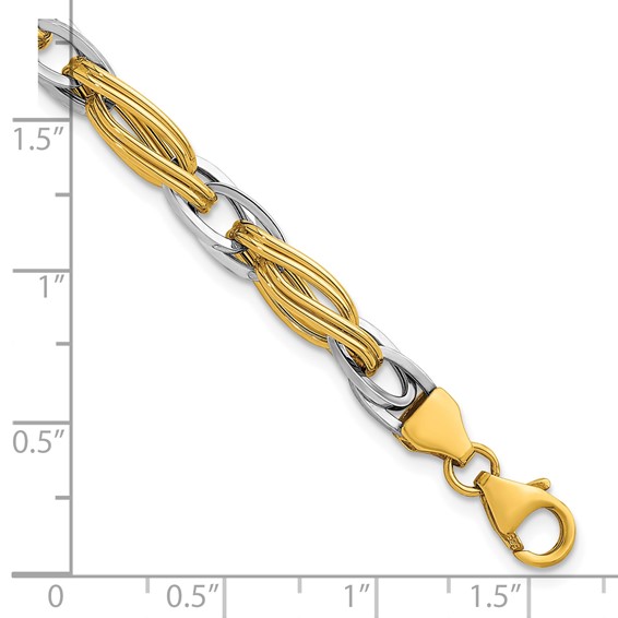 Leslie's 14K Two-tone Polished Fancy Link Bracelet