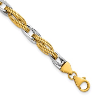 Leslie's 14K Two-tone Polished Fancy Link Bracelet