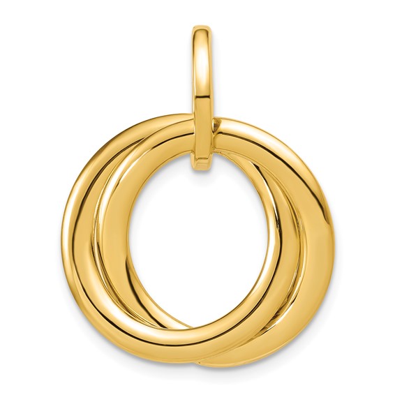 Leslie's 14K w/ White Rhodium Polished and D/C Double Circle Pendant