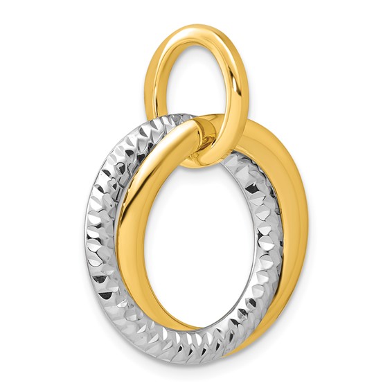 Leslie's 14K w/ White Rhodium Polished and D/C Double Circle Pendant