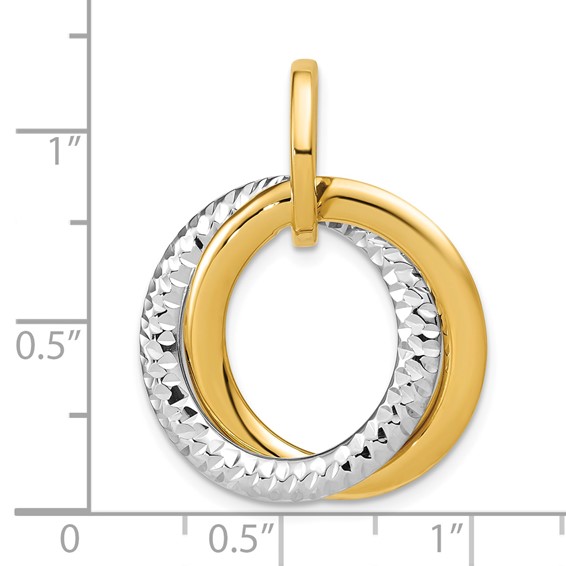 Leslie's 14K w/ White Rhodium Polished and D/C Double Circle Pendant