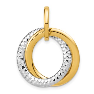 Leslie's 14K w/ White Rhodium Polished and D/C Double Circle Pendant