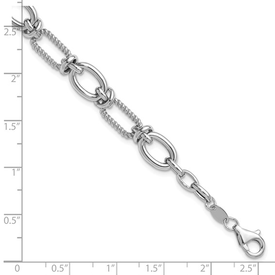 Leslie's 14K White Gold Polished and Twisted Fancy Link Bracelet