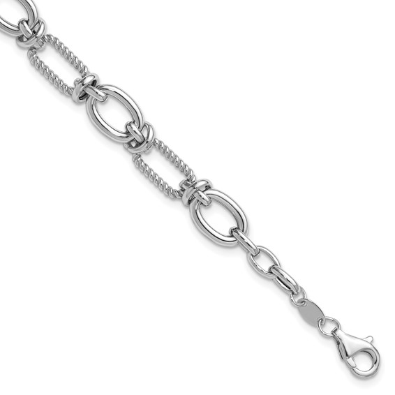Leslie's 14K White Gold Polished and Twisted Fancy Link Bracelet