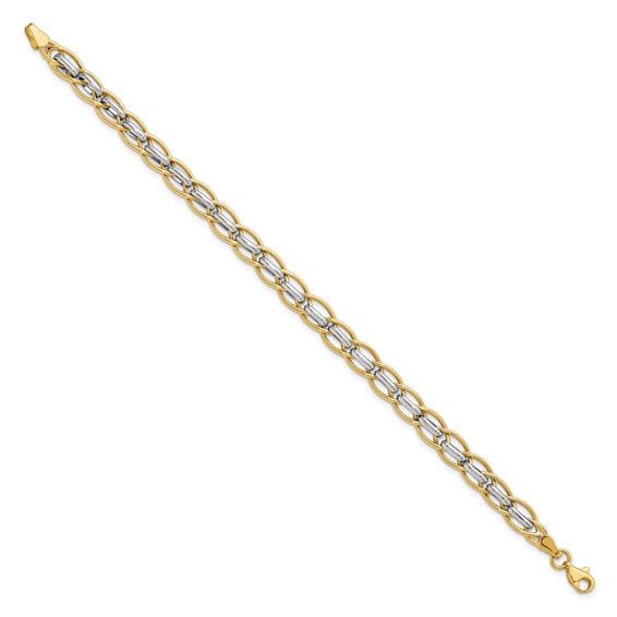 Leslie's 14K Two-tone Polished Fancy Link Bracelet