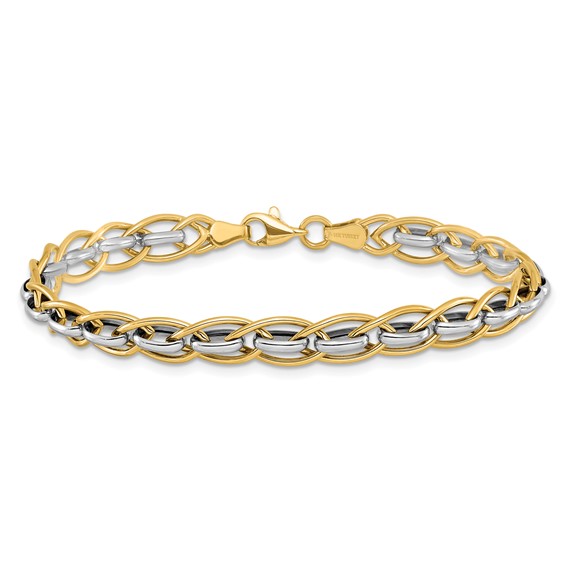 Leslie's 14K Two-tone Polished Fancy Link Bracelet