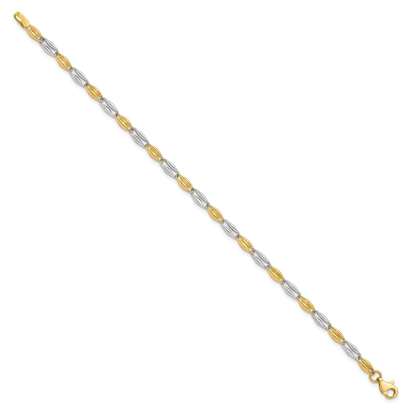 14K Two-tone Polished Fancy Link Bracelet