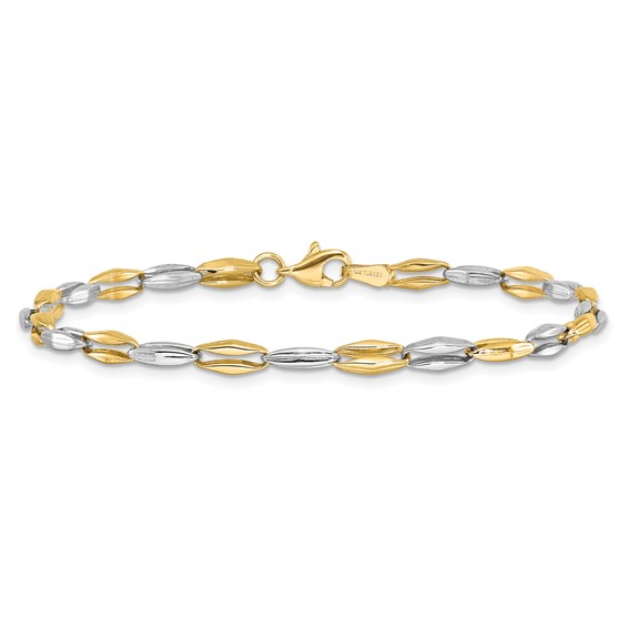 Leslie's 14K Two-tone Polished Fancy Link Bracelet