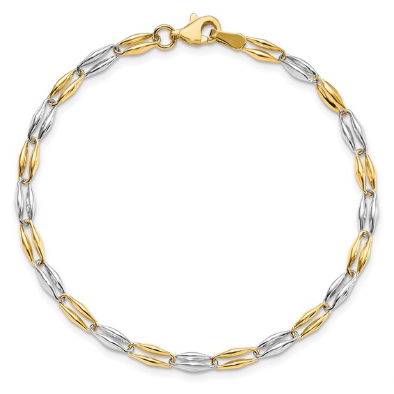 Leslie's 14K Two-tone Polished Fancy Link Bracelet