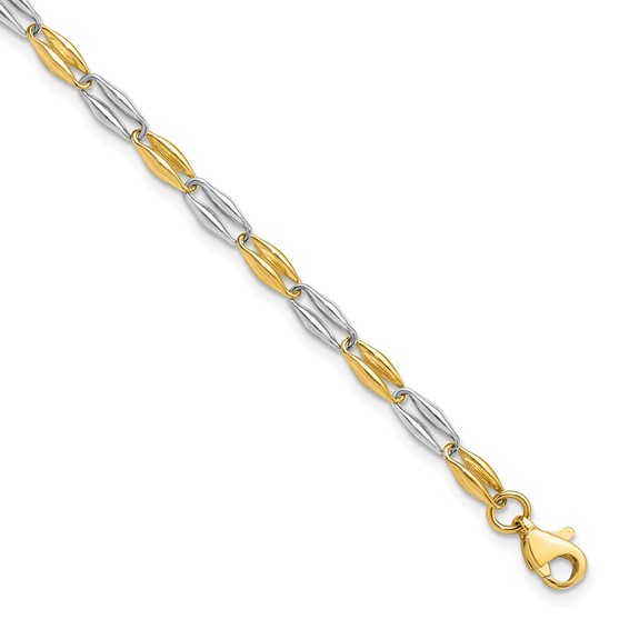 Leslie's 14K Two-tone Polished Fancy Link Bracelet