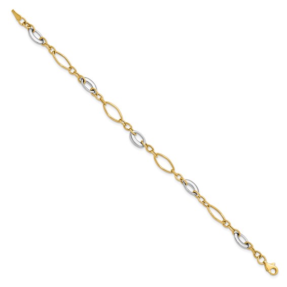 Leslie's 14K Two-tone Polished Fancy Link Bracelet
