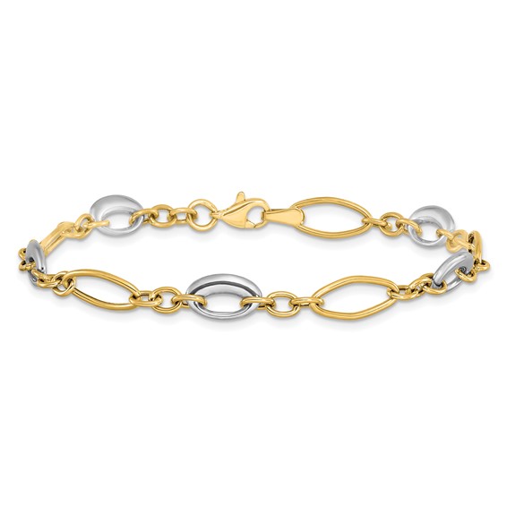 Leslie's 14K Two-tone Polished Fancy Link Bracelet