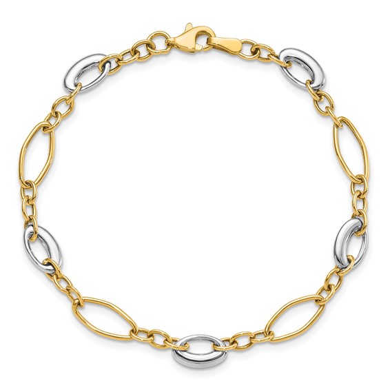 Leslie's 14K Two-tone Polished Fancy Link Bracelet