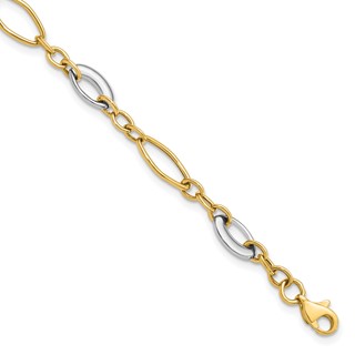 Leslie's 14K Two-tone Polished Fancy Link Bracelet
