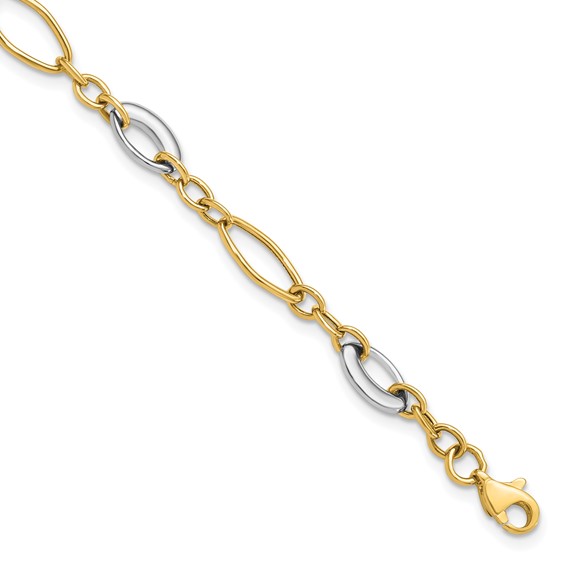 Leslie's 14K Two-tone Polished Fancy Link Bracelet