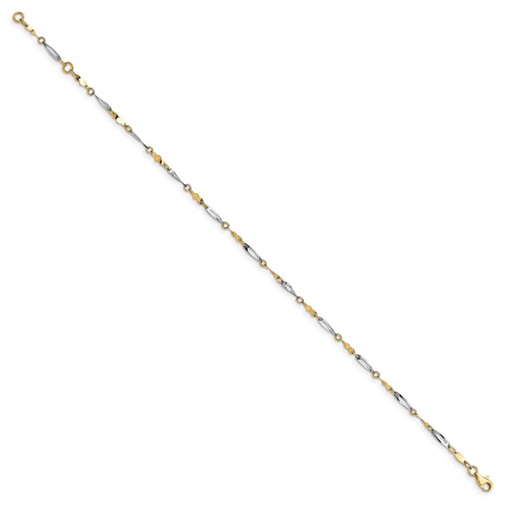 Leslie's 14K Two-tone Polished Fancy Link Anklet