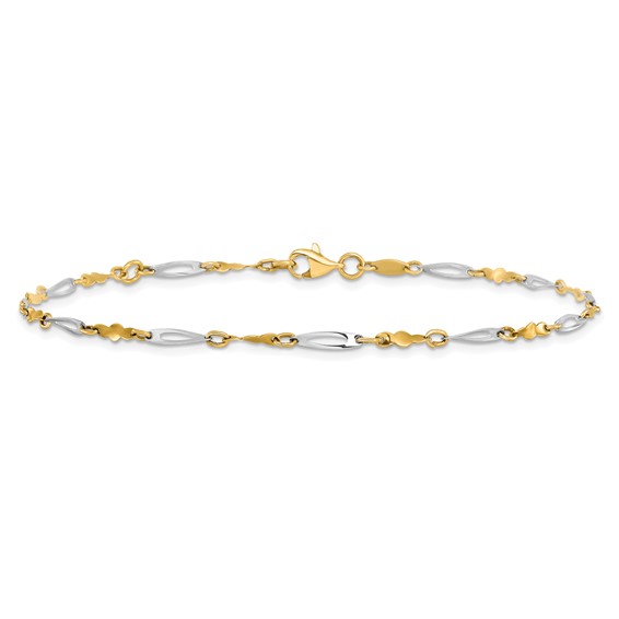 Leslie's 14K Two-tone Polished Fancy Link Anklet