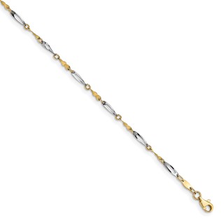 Leslie's 14K Two-tone Polished Fancy Link Anklet
