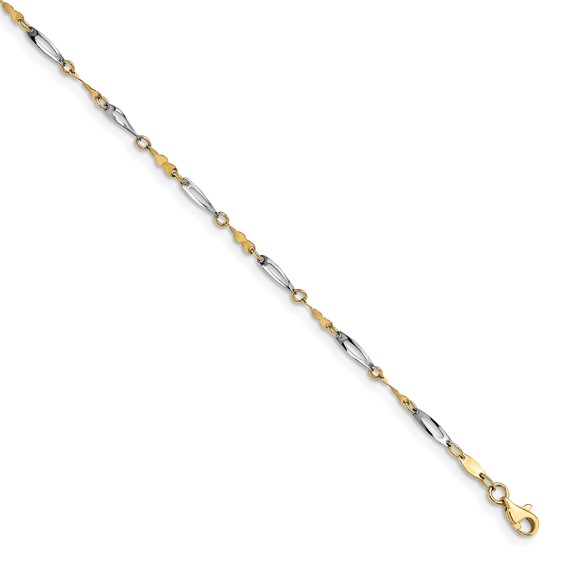 Leslie's 14K Two-tone Polished Fancy Link Anklet