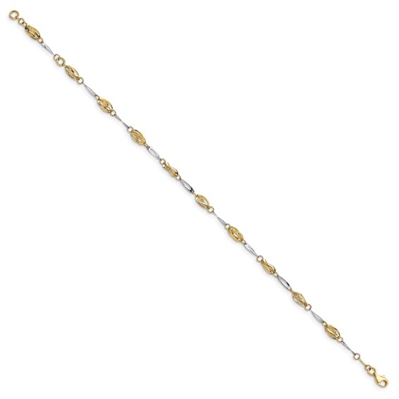 Leslie's 14K Two-tone Polished Fancy Link Anklet