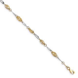 Leslie's 14K Two-tone Polished Fancy Link Anklet