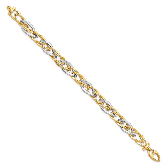 Leslie's 14K Two-tone Polished Fancy Link Bracelet