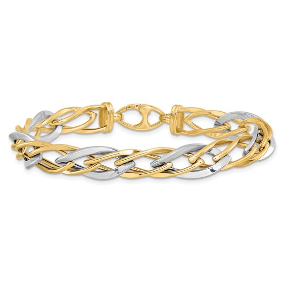 Leslie's 14K Two-tone Polished Fancy Link Bracelet
