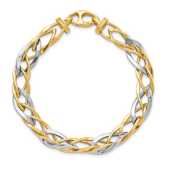 Leslie's 14K Two-tone Polished Fancy Link Bracelet