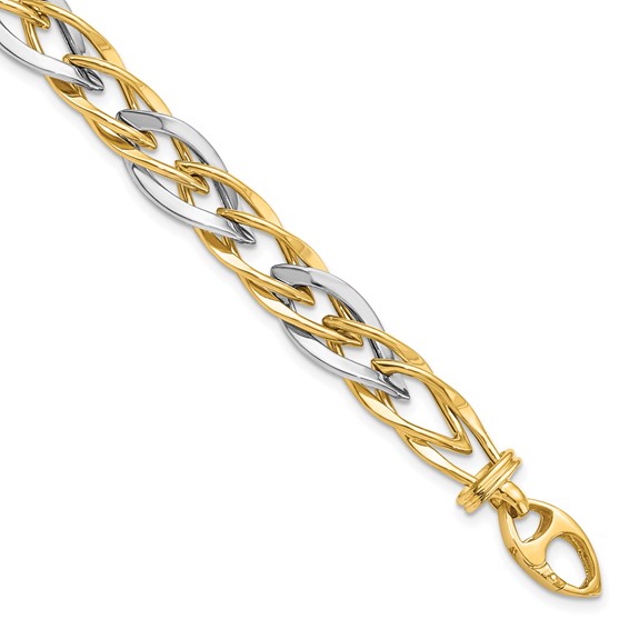 Leslie's 14K Two-tone Polished Fancy Link Bracelet