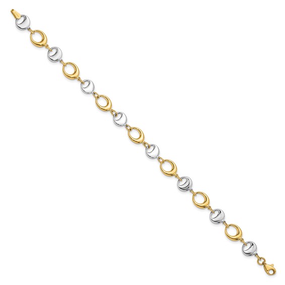 Leslie's 14K Two-tone Polished Link Bracelet