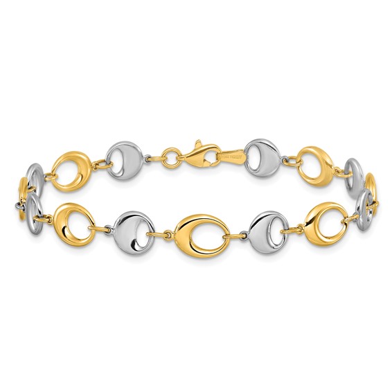 Leslie's 14K Two-tone Polished Link Bracelet