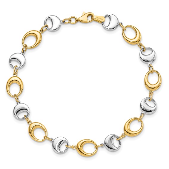 Leslie's 14K Two-tone Polished Link Bracelet