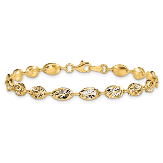 Leslie's 14K w/White Rhodium Polished and D/C Bracelet