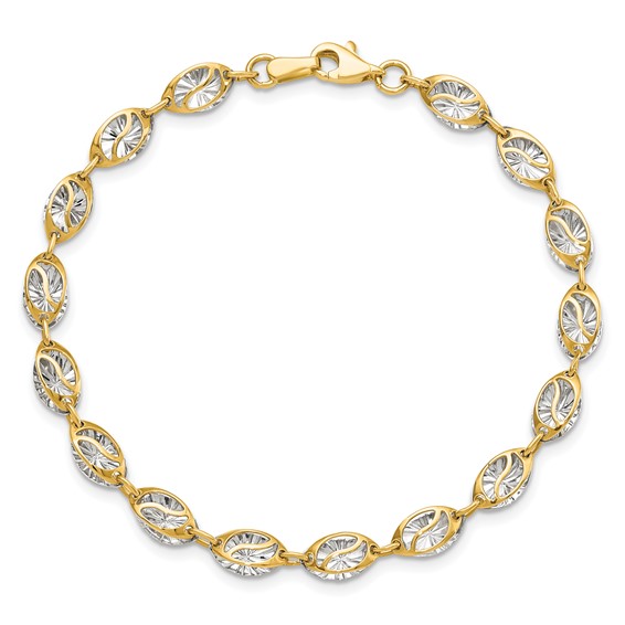 Leslie's 14K w/White Rhodium Polished and D/C Bracelet