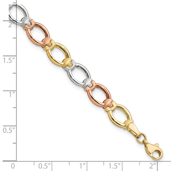 Leslie's 14K Tri-color Polished and Satin Link Bracelet