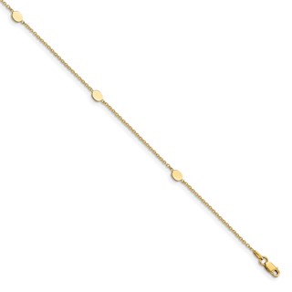 Leslie's 14K Oval Disc 4-Station 10 inch Plus 1 inch Extender - Total 11 inch Anklet