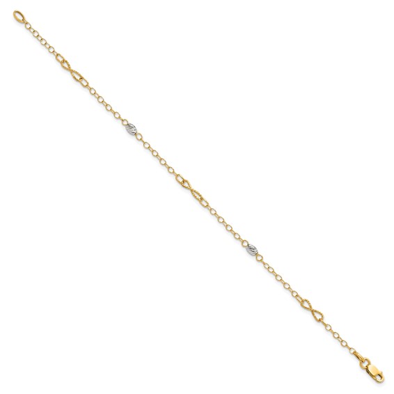 Leslie's 14K Two-tone Polished and D/C Bracelet
